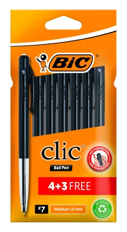 Bic Clic Medium Ballpen 4+3 - Black
