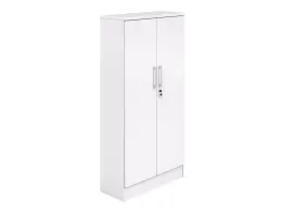 4 Tier Bookcase-Hinged Doors 800x315x1600H - White Melamine