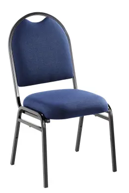 Banquet Side Chair-Black Epoxy Frame-4 Legged - Contract Blue