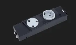 Oblique 2-Way Normal Power Outlet - 1 x Normal Socket - 1 x 2 Pin Socket - Krost Black