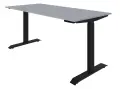 UP Height Adj Desk - Top 1600x750 incl Height Adjustable Steel Frame with Double Motors-4 Height Memory Black - Dunblane Grey Melamine image