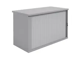 Roller Door Credenza - 1200(W) x 600(D) - Including Shelf - Silver Roller Door - Burgundy Mah Mel