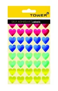 Tower Self-Adhesive Heart Labels (Pack of 160) - Metallic image