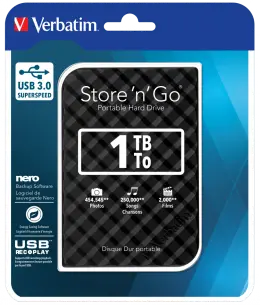 Verbatim Portable External Hard Drive 1Tb Usb 1Tb Storage Capacity Portable External - Black 53194