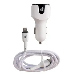 Superfly 3.4A Dual Lightning Car Charger White SF-C2-34LN