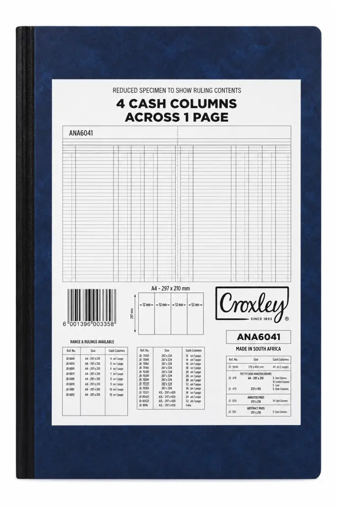 Analysis Book A4 Feint Ruled, 144 Pages, 4 Column JD6041