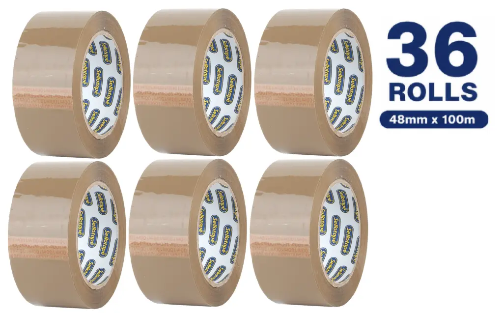 Packaging Tape 48mmx100m Roll (Box of 36) - Buff