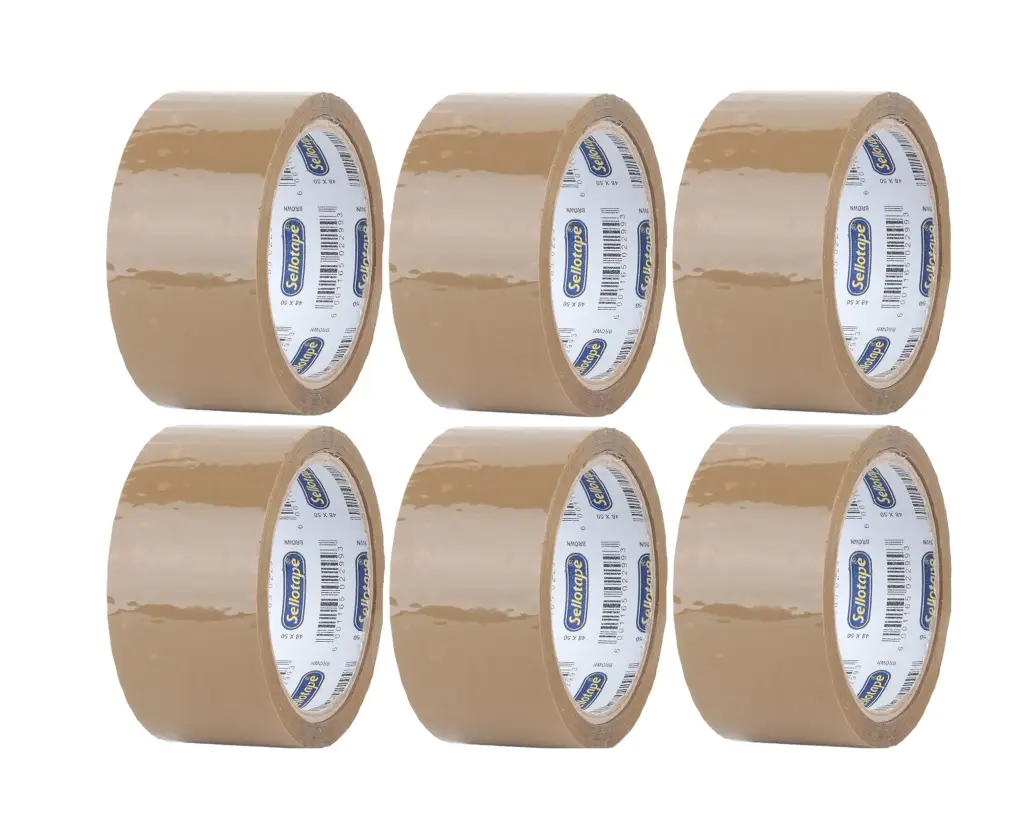 Packaging Tape 48mmx50m Roll (6 pack) - Buff