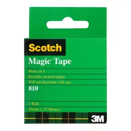 3M scotch magic tape 18mm x 25m small core 810 (Per 1)
