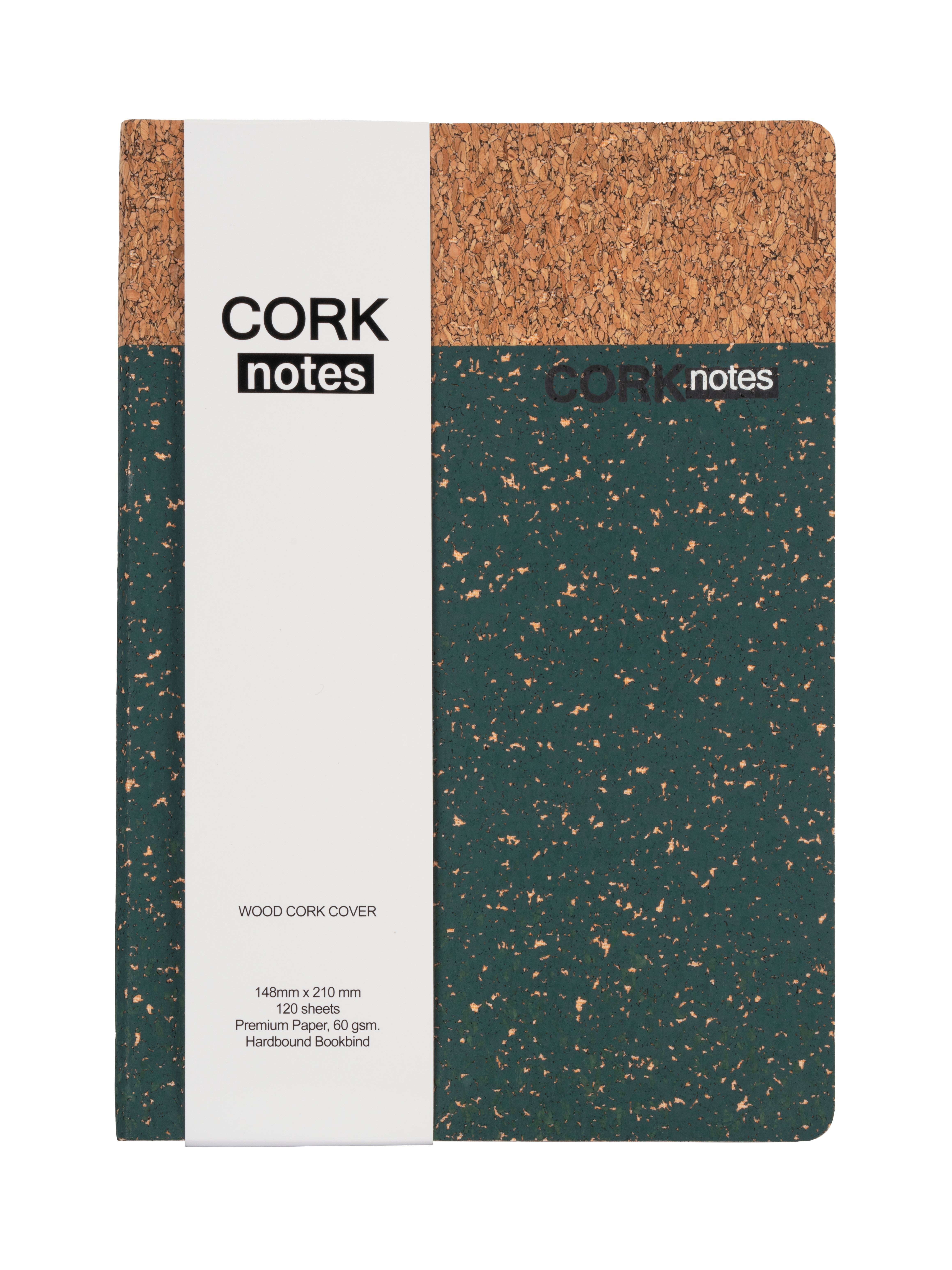 5冊 Waltons Primeline Cork Notebook A5 120 Sheets - Dark Green | Waltons