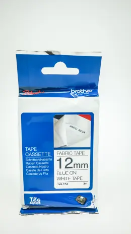 Brother P-Touch Fabric Labelling Tape Blue On White 12mm X 3M Tze-Fa3 (Per 1)