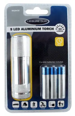 Leisure Quip 9 LED Aluminium Torch  30 Lumens MQ8430 (Each)