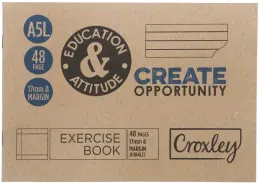 Croxley Soft Cover Exercise Book, A5L 48 Page, 17mm Feint & Margin