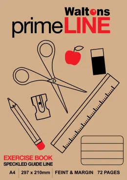 Primeline Soft Cover Exercise Book, A4 72 Page, Feint Speckled & Margin