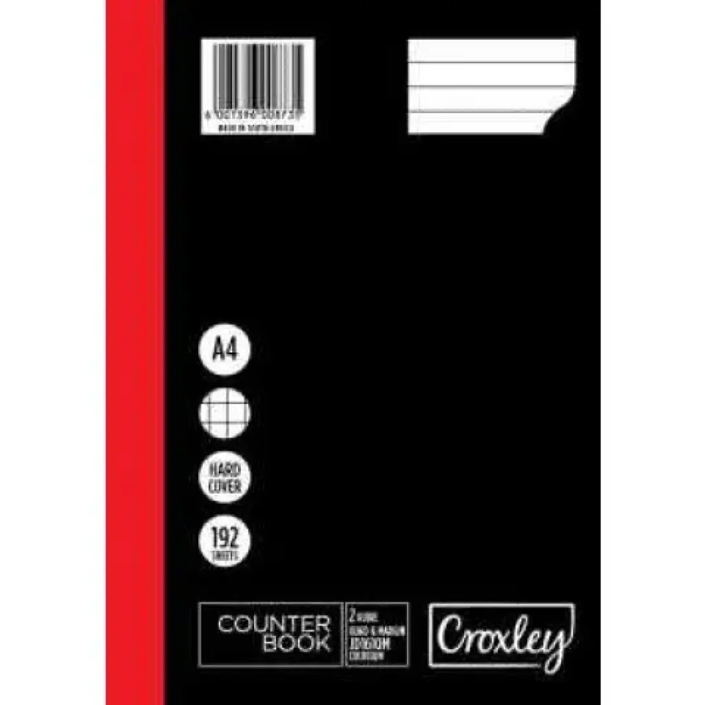 Croxley 2-Quire Hard Cover Counter Book, A4 192 Page, Quad & Margin
