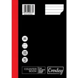 Croxley 2-Quire Hard Cover Counter Book, A4 192 Page, Quad & Margin