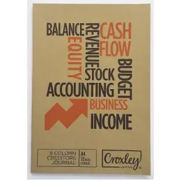 Croxley Soft Cover Bookkeeping Book, A4 72 Page, 8 Column Creditors Journal