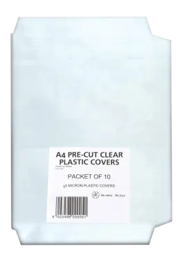 A4 Clear Plastic Book Covers 55 Micron Pack of 10