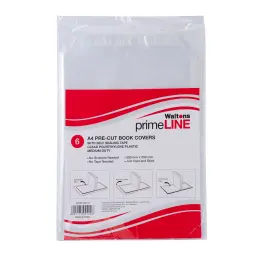 Waltons Primeline A4 Pre-Cut Book Covers with Self Sealing Tape (Pack 6)