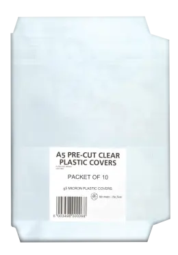 A5 Clear Plastic Book Covers 50 Micron  Pack of 10