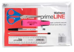 Waltons Primeline Clear Zipper Pencil Bag A5 (Contents not included)
