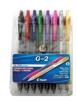 Pilot Gel Retractable Rollerball Fashion Colours G2 Set of 6 + 2 FREE