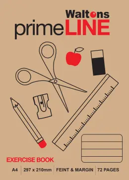 Primeline Soft Cover Exercise Book, A4 72 Page, 17mm Feint & Margin
