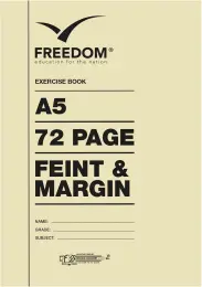A5 72 page unruled exercise book