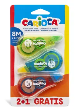 Carioca Correction Tape 8m Blister Pack of 3