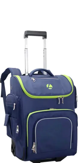 Longboard Cruiser School Trolley Backpack 55 Litre Navy + Pencil Bag