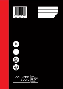 Croxley 3-Quire Hard Cover Counter Book, A4 288 Page, Quad & Margin