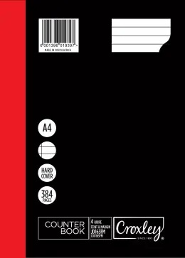 Croxley 4-Quire Hard Cover Counter Book, A4 384 Page, Feint & Margin