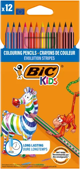 Bic Kids Evolution Stripes Colour Pencils 9505221 Pack of 12