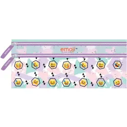 Emoji Fun Double Zip Pencil Bag 33cm Polyester