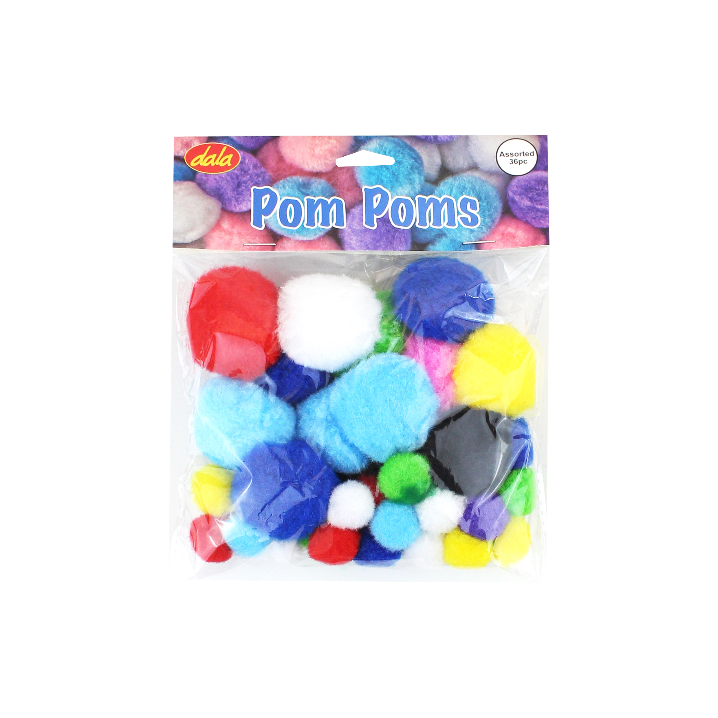 Dala Pom Poms (20mm+40mm) - assorted Pk36 | Waltons