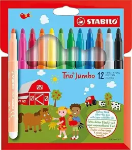 Stabilo Trio Jumbo Felt Tipped Markers Set 12