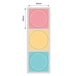 Niimbot - B1 / B21 / B3S / B4 - 34x34mm – 200 Labels - Wavy Round - Pink, Yellow & Blue