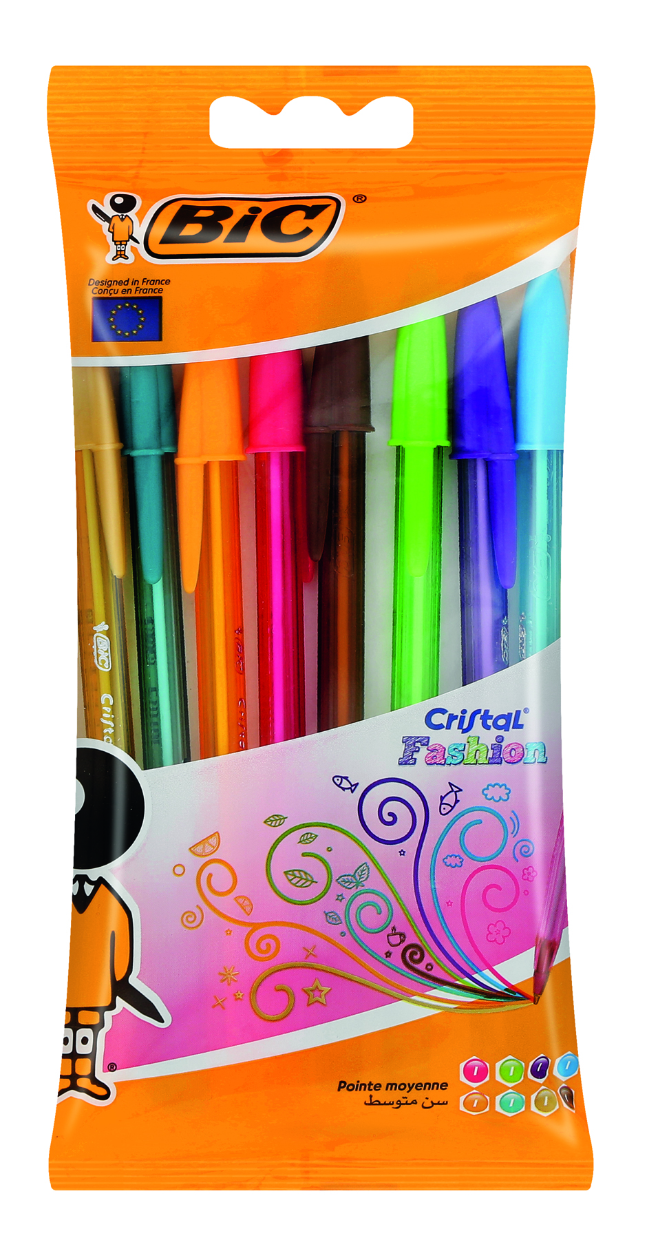 BIC Cristal Up Fashion Balpennen – Set Kleurrijke Pennen, Voorgeslepen Punt, Ideaal Voor School, Kantoor En Creatief Gebruik – Kleuren Naar Keuze (assorti)