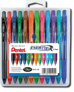 Pentel Energel-X Retractable Gel Rollerball Pen 0.7mm Set of 10 + 2