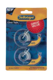 SELLOTAPE CLEAR TAPE DISPENSER 18MMX 20M PACK OF 2