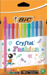 BIC Crystal Fashion Colours Ballpens - Pk10
