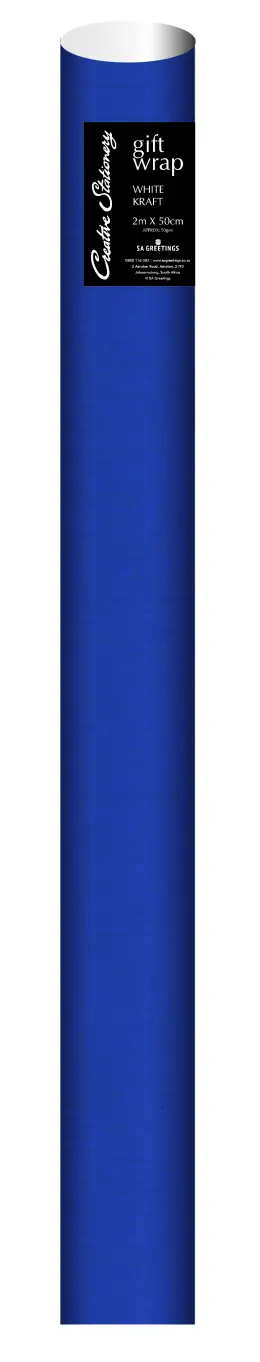 White Ribbed Kraft Solid Colour Wrap 2mx50cm REF TO 207686 - Blue