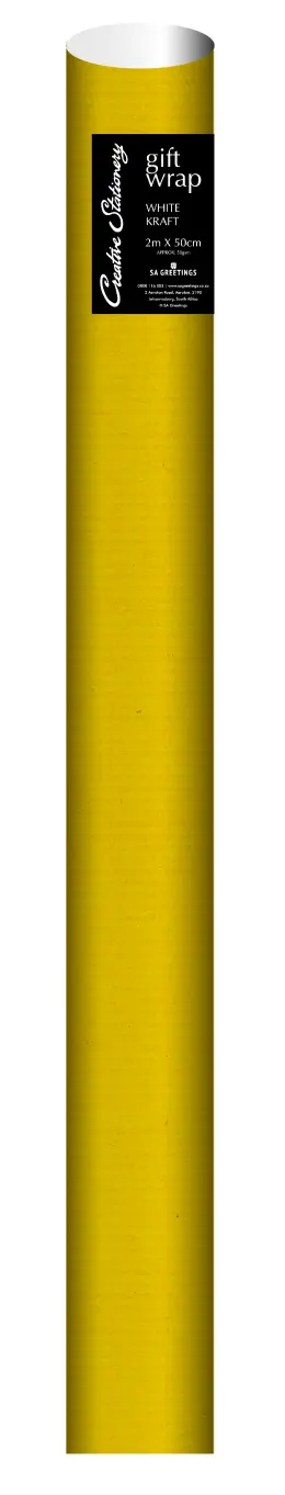 White Ribbed Kraft Solid Colour Wrap 2mx50cm REF TO 207686 - Yellow