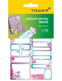 Tower School Variety Name Labels Unicorn Theme Pack 100 - Unicorn