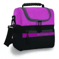 Boomerang Premium Toploader Lunch Bag Blue, Black & Grey Melange - Pink image
