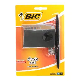 Bic Solo Deluxe Ballpoint Pen Desk Set with Chain