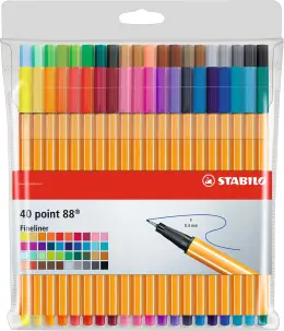 Stabilo Point 88 Fineliners in Wallet Assorted (Set 40)