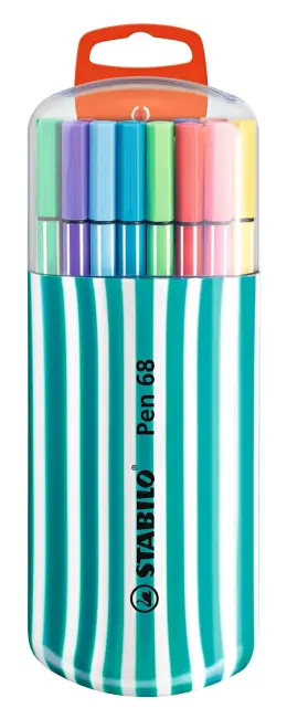 Stabilo 68 Fibre Tip Pens Assorted Zebrui Zebra in Oval Box (Set 20)