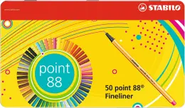 Stabilo Point 88 Fineliners in Metal Box Assorted (Set 50)