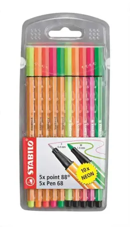 Stabilo 88 Fineliners Set 10 - Neon Assorted